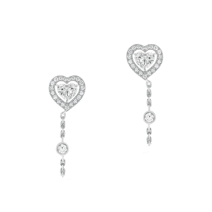 Messika Jewelry - WHITE GOLD DIAMOND EARRINGS JOY CŒUR DIAMOND CHAIN 0,15CTX3 | Manfredi Jewels
