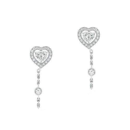 Messika Jewelry - WHITE GOLD DIAMOND EARRINGS JOY CŒUR CHAIN 0,15CTX3 | Manfredi Jewels