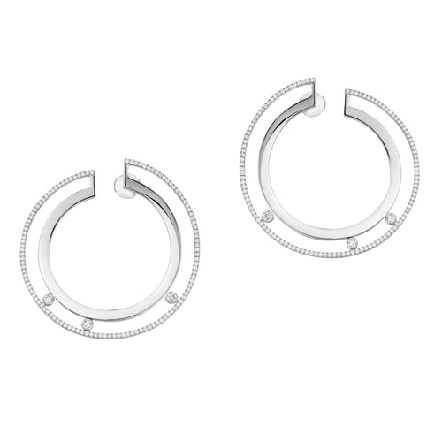 Messika Jewelry - WHITE GOLD DIAMOND EARRINGS MOVE ROMANE LARGE HOOP | Manfredi Jewels