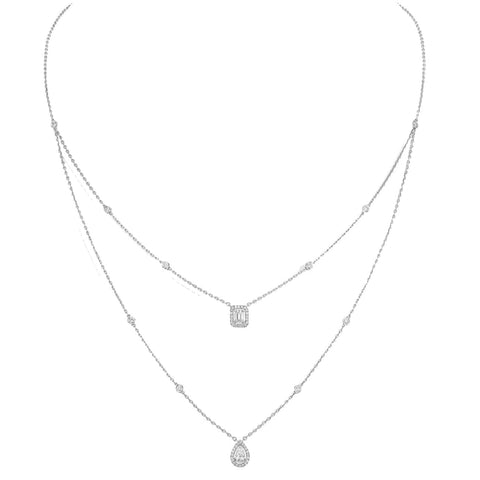 WHITE GOLD DIAMOND NECKLACE MY TWIN 2 ROWS