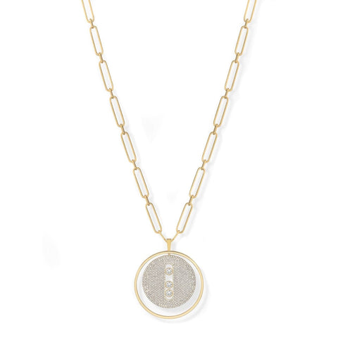 YELLOW GOLD DIAMOND LUCKY MOVE LONG NECKLACE PAVÉ GM