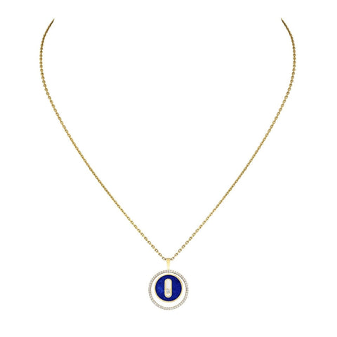 YELLOW GOLD DIAMOND NECKLACE LUCKY MOVE PM LAPIS LAZULI NECKLACE