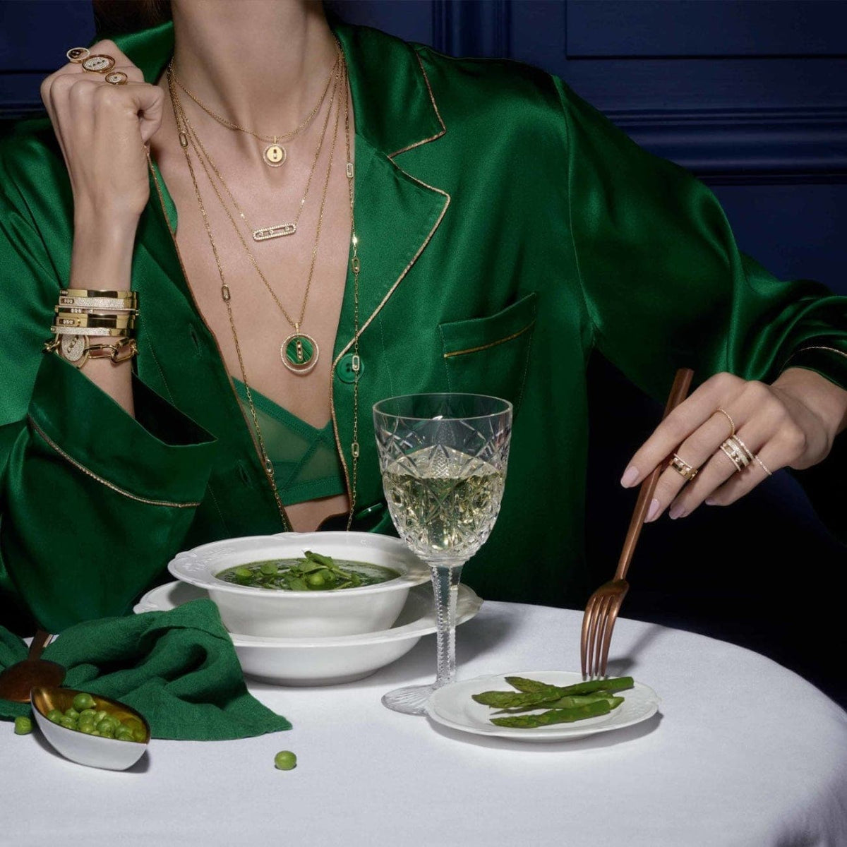 Messika Jewelry - YELLOW GOLD DIAMOND NECKLACE MALACHITE LUCKY MOVE MM | Manfredi Jewels