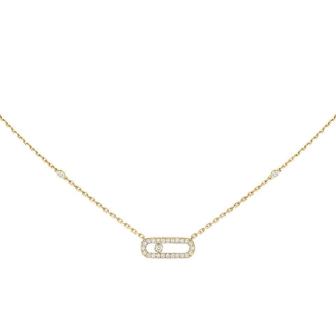 YELLOW GOLD DIAMOND NECKLACE MOVE UNO PAVÉ