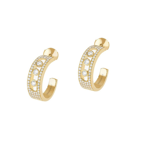 YELLOW GOLD MOVE JOAILLERIE PAVÉ HOOP
