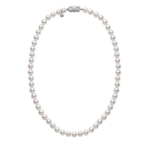 18k WHITE GOLD 7.5MM CULTRED PEARL NEACKLACE 18INCH