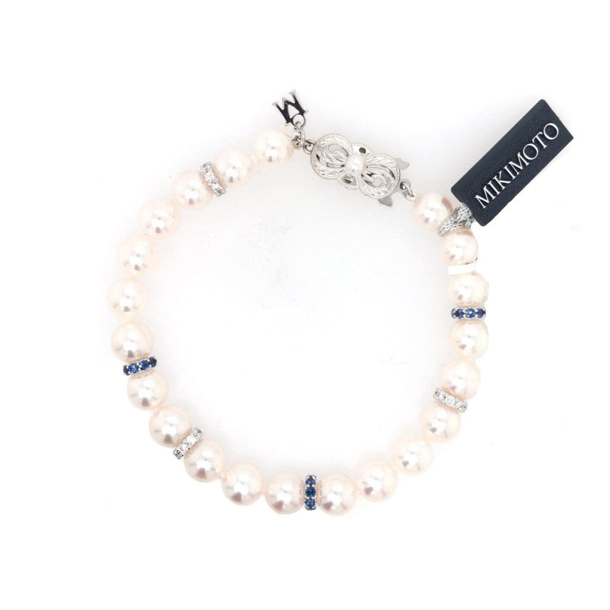 Mikimoto Jewelry - AKOYA A 7.5-7MM DIAMOND AND SAPPHIRE BRACELET | Manfredi Jewels