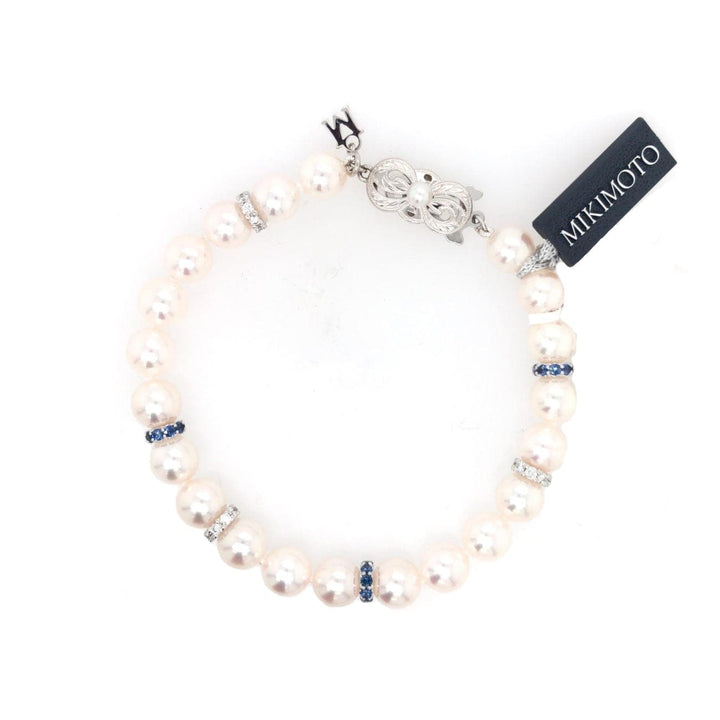 Mikimoto Jewelry - AKOYA A 7.5-7MM DIAMOND AND SAPPHIRE BRACELET | Manfredi Jewels