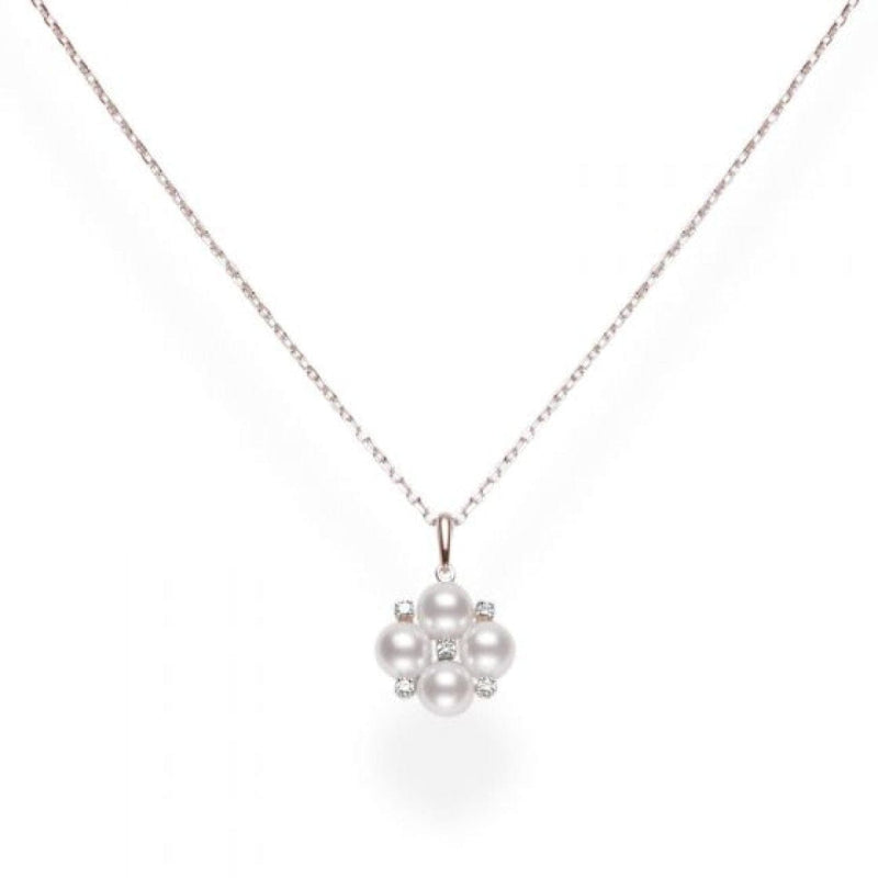 Mikimoto Jewelry - Akoya Cultured Pearl Pendant with Diamonds in Rose Gold | Manfredi Jewels