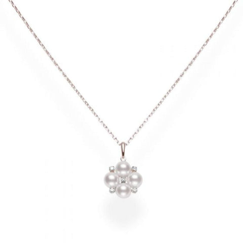 Akoya Cultured Pearl Pendant with Diamonds in Rose Gold