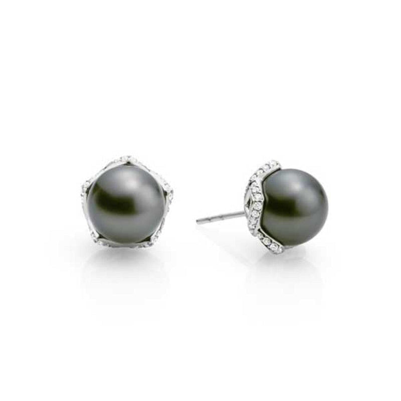 Mikimoto Jewelry - BLACK SOUTH PEARL AND DIAMOND STUD EARRINGS | Manfredi Jewels