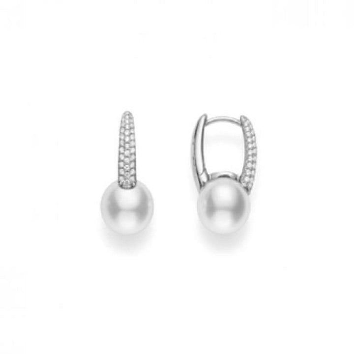 Mikimoto Jewelry - Classic Elegance Akoya Cultured Pearl Earring with Diamond | Manfredi Jewels