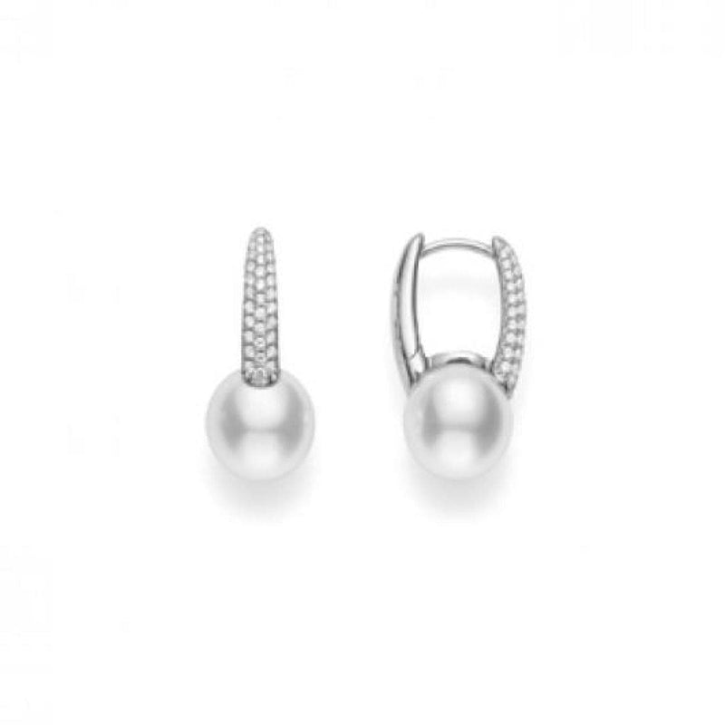 Mikimoto Jewelry - Classic Elegance Akoya Cultured Pearl Earring with Diamond | Manfredi Jewels