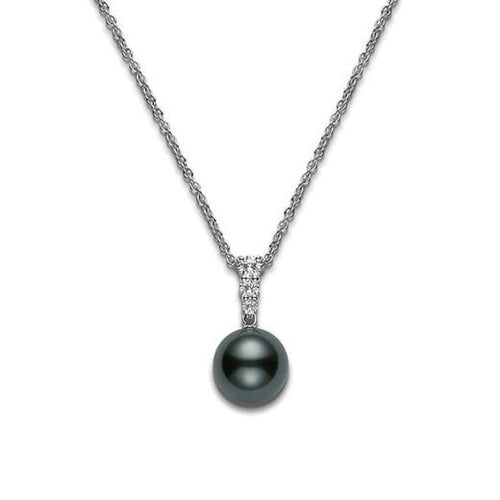 Mikimoto Jewelry - MORNING DEW BLACK SOUTH SEA CULTURED PERAL PENDANT 18K WHITE GOLD | Manfredi Jewels