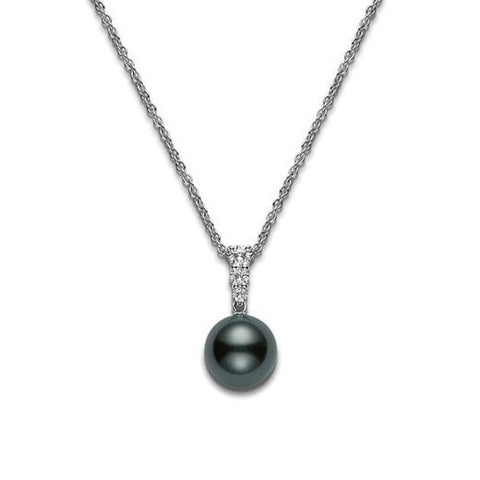 MORNING DEW BLACK SOUTH SEA CULTURED PERAL PENDANT - 18K WHITE GOLD
