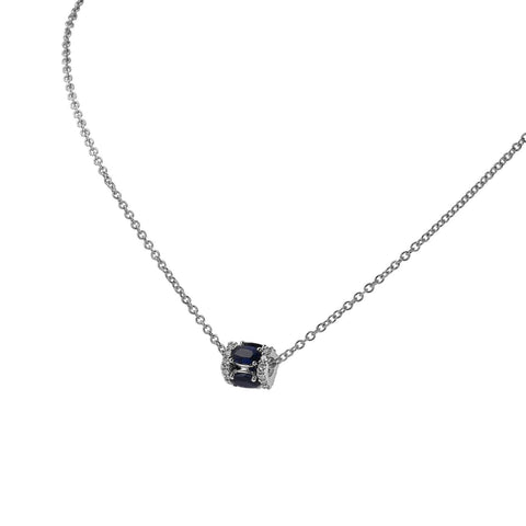 Procida pendant in 18K white gold with blue sapphires diamonds