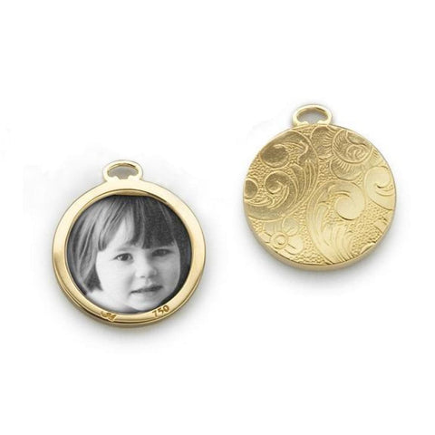 18KT Yellow Gold 0.75" Round Floral Charm