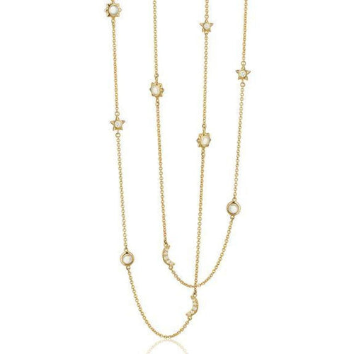 Monica Rich Kosann Jewelry - 18KT Yellow Gold 47’ Sun Moon and Stars Necklace with Opal | Manfredi Jewels