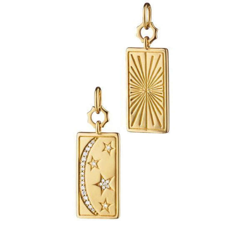 Monica Rich Kosann Jewelry - 18KT Yellow Gold Sun Moon and Stars Tag Charm | Manfredi Jewels