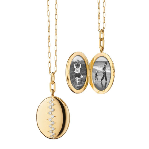 "CATHERINE" STAGGERED DIAMOND LOCKET in 18K Yellow Gold