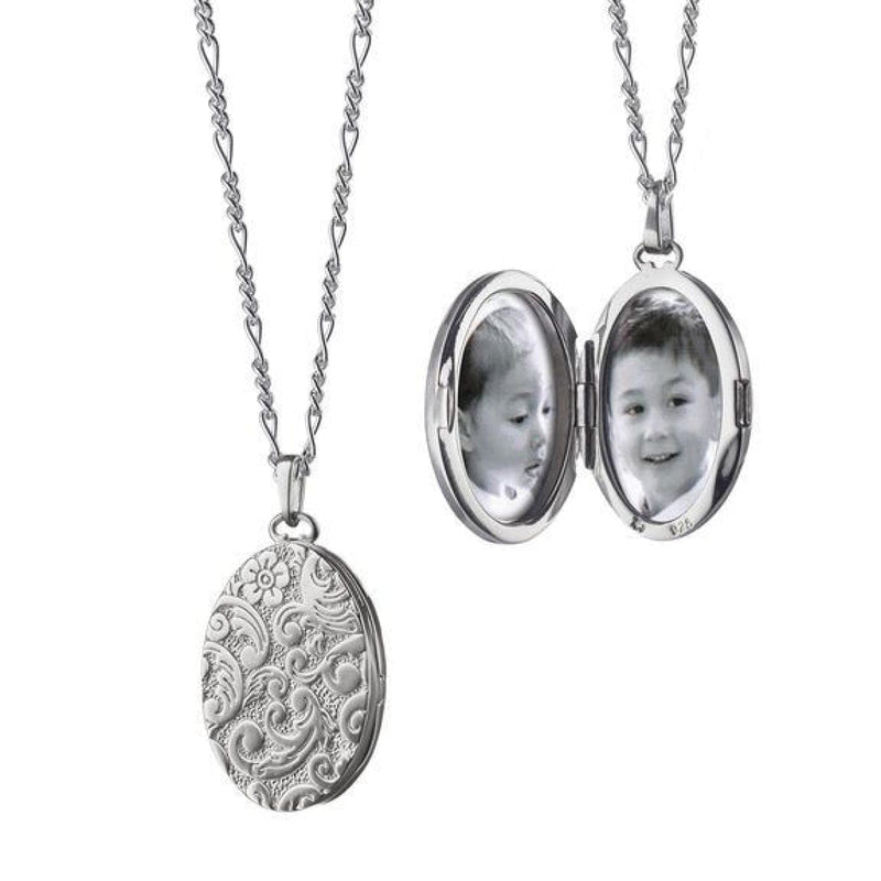 Monica Rich Kosann Jewelry - FLORAL OVAL LOCKET IN SILVER | Manfredi Jewels