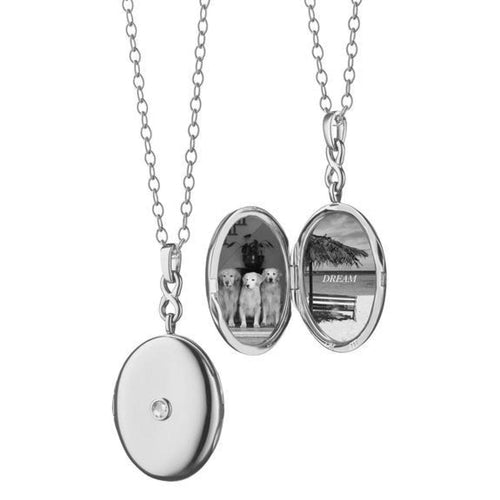 Monica Rich Kosann Jewelry - Infinity Silver White Sapphire Locket | Manfredi Jewels