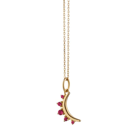 JULY RUBY "MOON" BIRTHSTONE NECKLACE in 18K Yellow Gold