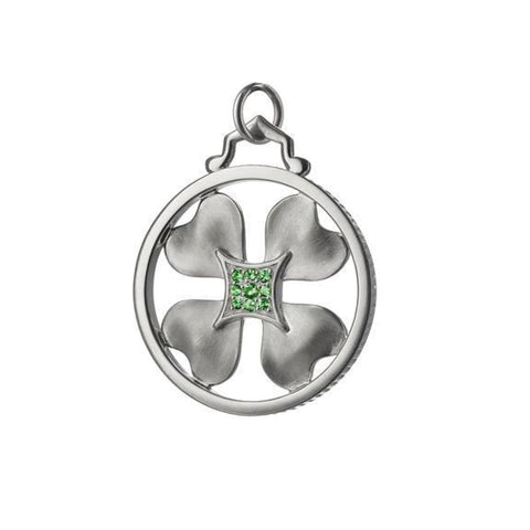 "LUCKY CHARMS" CLOVER CHARM Sterling Silver Features green tsavorites