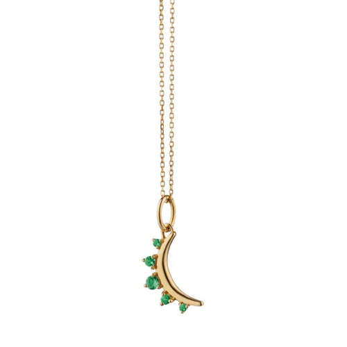 Monica Rich Kosann Jewelry - MAY EMERALD ’MOON’ BIRTHSTONE NECKLACE in 18K Yellow Gold | Manfredi Jewels