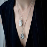 Monica Rich Kosann Jewelry - SLIM RECTANGLE KATE LOCKET NECKLACE in Sterling Silver with Sapphires | Manfredi Jewels