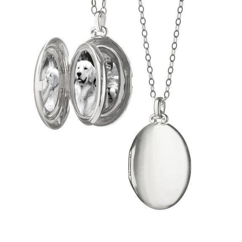 Monica Rich Kosann Jewelry - Sterling Silver 4 Image Plain Lock on 30’ Small Belcher Chain | Manfredi Jewels