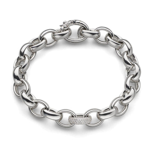 Monica Rich Kosann Jewelry - Sterling Silver and White Sapphire 7.5’ Link Bracelet | Manfredi Jewels