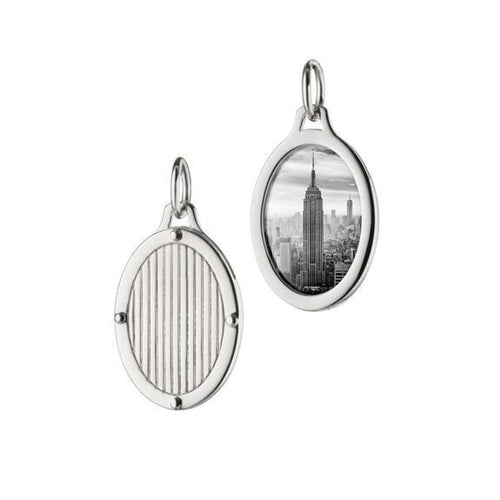 Monica Rich Kosann Jewelry - Sterling Silver Oval Pinstripe Half Locket | Manfredi Jewels