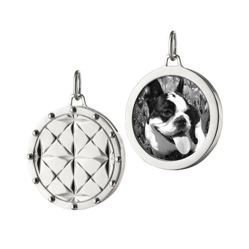 Monica Rich Kosann Jewelry - Sterling Silver Round Mosaic Half Locket | Manfredi Jewels