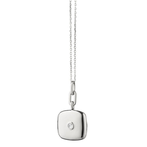 Monica Rich Kosann Jewelry - STERLING SILVER SLIM LOCKET WITH A WHITE SAPPHIRE | Manfredi Jewels
