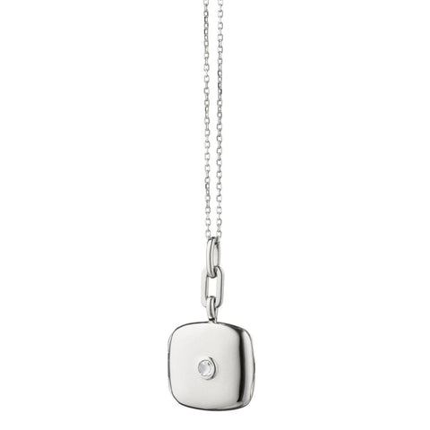 STERLING SILVER SLIM LOCKET WITH A WHITE SAPPHIRE