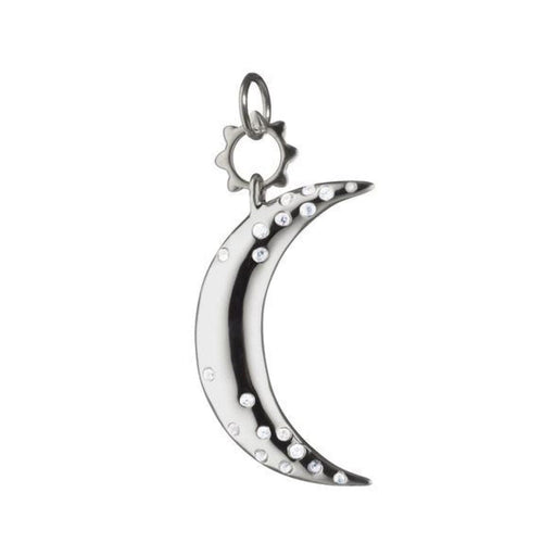 Monica Rich Kosann Jewelry - Sterling Silver Small Crescent Moon Charm with White Sapphires | Manfredi Jewels