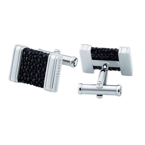 Montblanc Rectangular Silver Cufflinks with Stingray