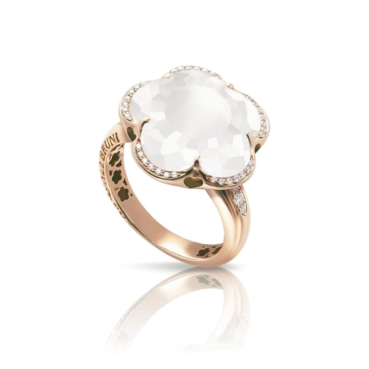 Pasquale Bruni Jewelry - 18k Rose Gold Diamond & Milky Quartz Bon Ton Ring | Manfredi Jewels