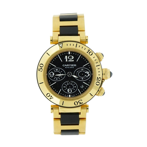 Pre - Owned Cartier Watches - Pasha Seatimer Chronograph in 18 Karat Yellow Gold | Manfredi Jewels