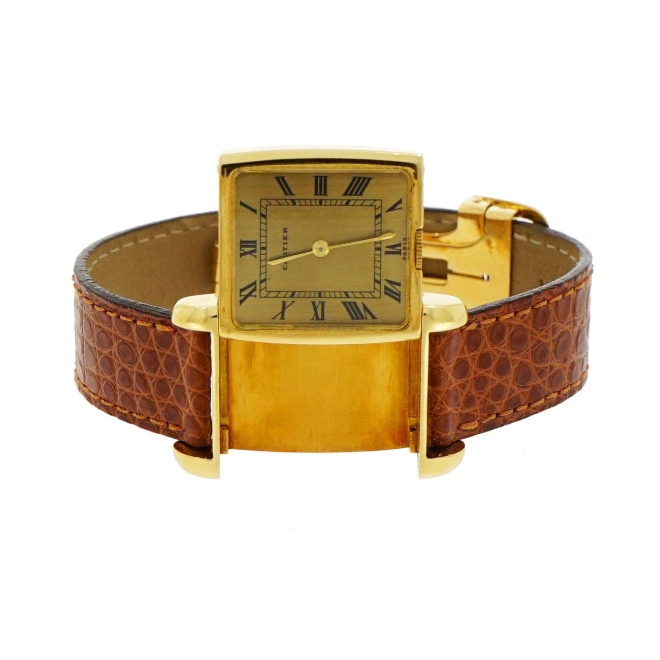 Pre owned Cartier Reverso Dual Time Zone In 18 Karat Yellow Gold Pre owned Watches Manfredi