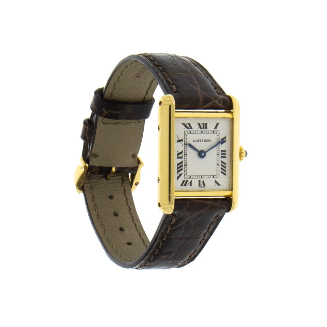 Pre-owned Cartier Tank Small In Yellow Gold On a Strap - Pre-owned Watches