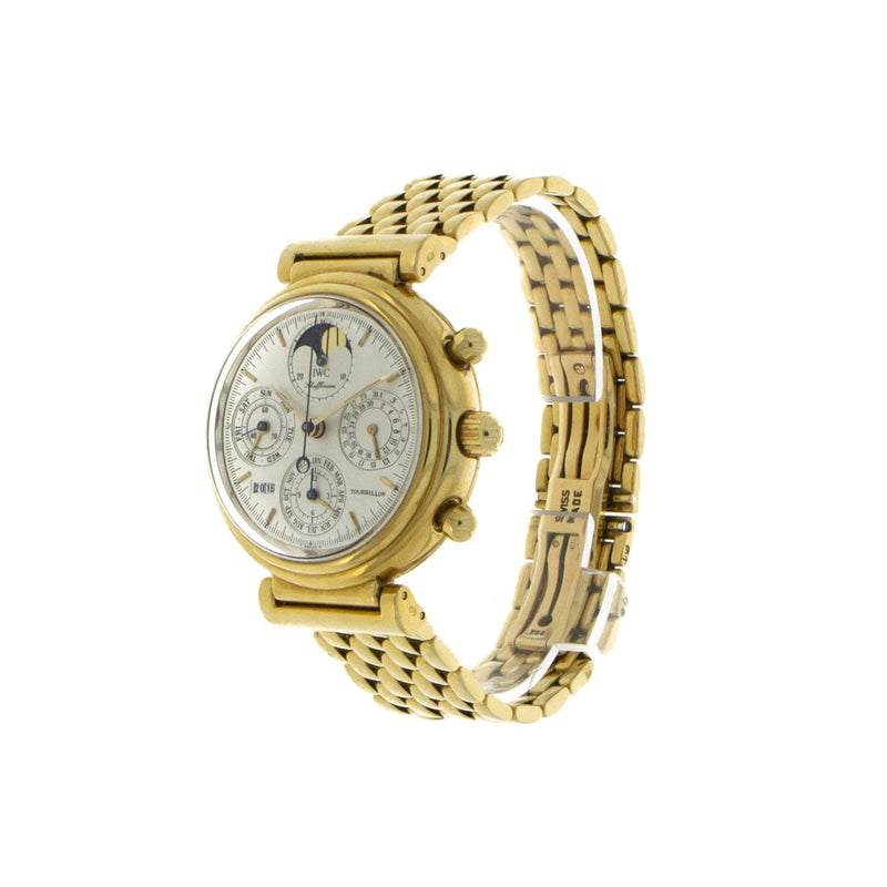 Pre - Owned IWC Watches - DaVinci Perpetual Calendar Chronograph Tourbillon with a Yellow Gold Bracelet | Manfredi Jewels