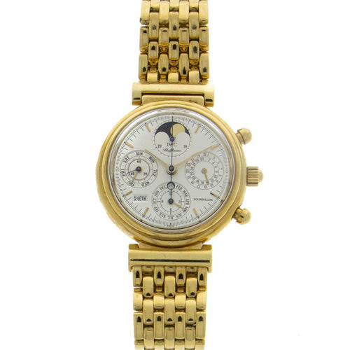 Pre - Owned IWC Watches - DaVinci Perpetual Calendar Chronograph Tourbillon with a Yellow Gold Bracelet | Manfredi Jewels