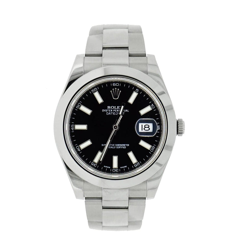 Pre - Owned Rolex Watches - Datejust II Black Dial in Stainless Steel 116300 | Manfredi Jewels