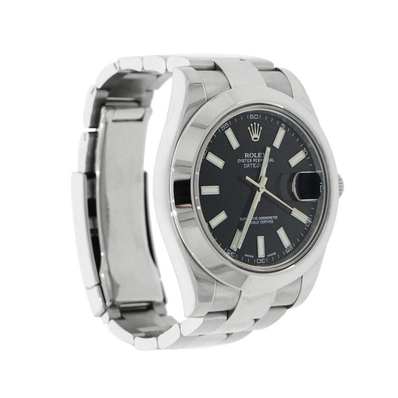 Pre - Owned Rolex Watches - Datejust II Black Dial in Stainless Steel 116300 | Manfredi Jewels