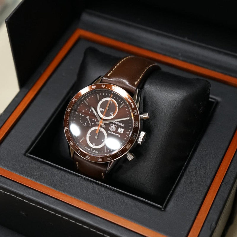 Pre - Owned Tag Heuer Watches - Carrera Chronograph brown dial | Manfredi Jewels