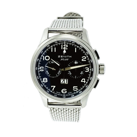 Pilot Big Date Chronograph on a Stainless Steel mesh bracelet