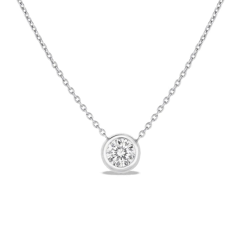 Roberto Coin Jewelry - Diamonds By The Inch 18K White Gold Bezel Set Diamond Solitaire Necklace | Manfredi Jewels