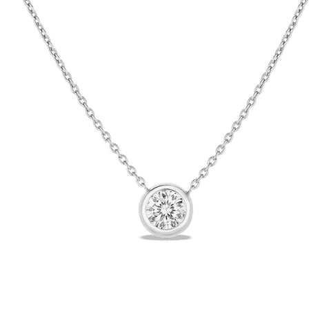 Diamonds By The Inch 18K White Gold Bezel Set Diamond Solitaire Necklace